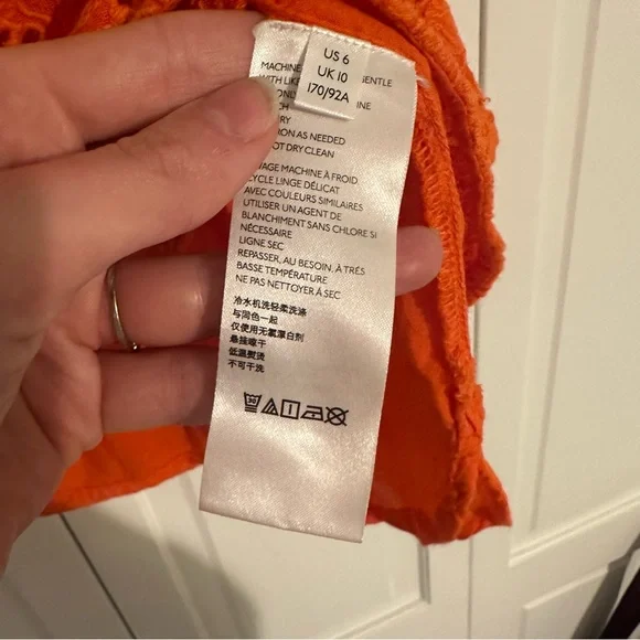 Anthropologie orange lace top with bead detail. - Picture 8 of 9